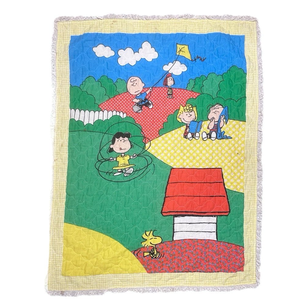 Charlie Brown Snoopy & Friends Blanket Nursery Decor VINTAGE 1960'S | Finer Things Resale