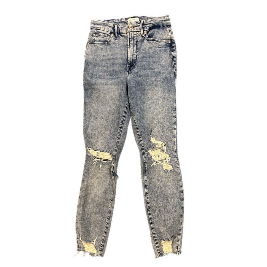 Good American distressed skinny leg high waisted Mom jeans SIZE 4 / 27 | Finer Things Resale