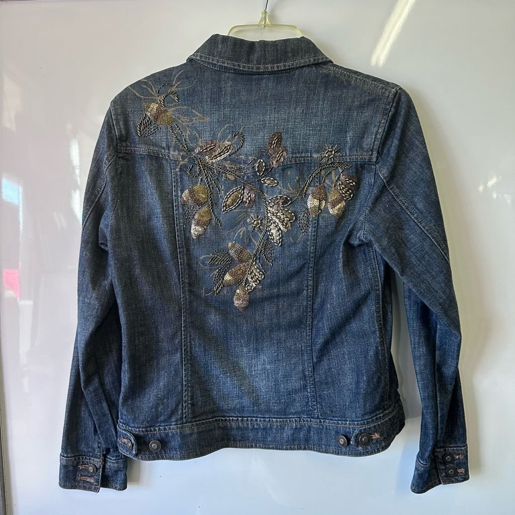 Coldwater Creek sequin beaded denim jacket SIZE 4 | Finer Things Resale