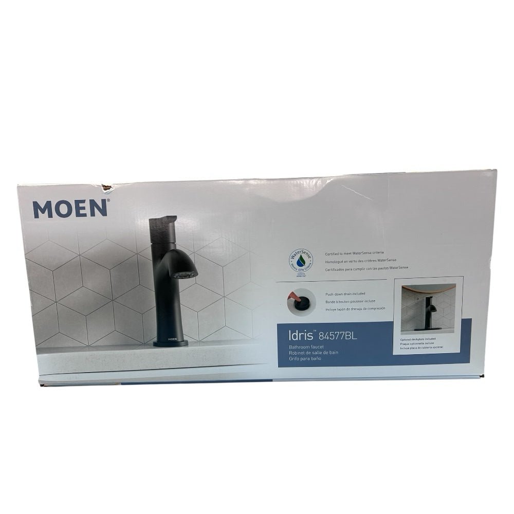 Moen Idris Bathroom Faucet and Push Down Drain Matte Black NEW! | Finer Things Resale