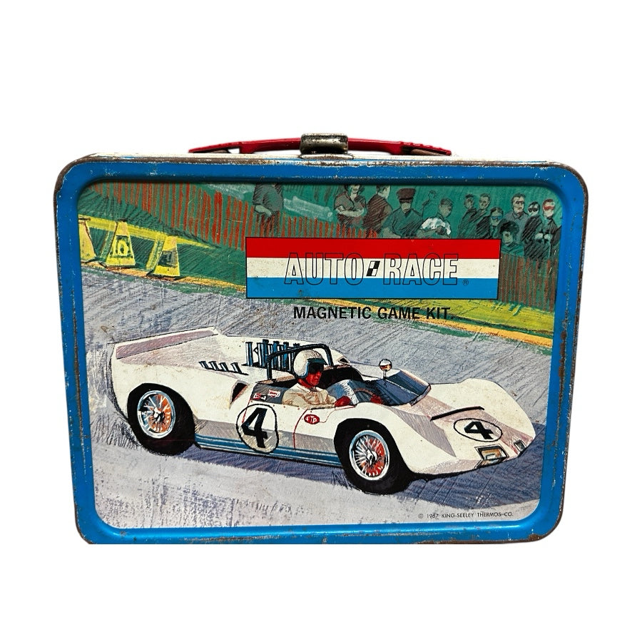 Auto-Race Magnetic Game Kit Case Metal Lunch Box King-Seely Thermos VINTAGE 1967 | Finer Things Resale
