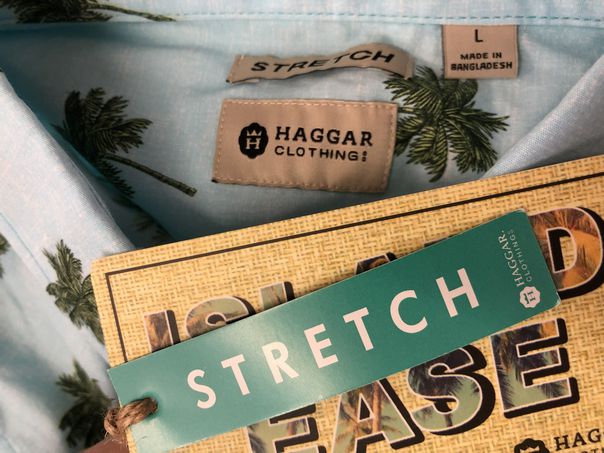 Haggar Clothing Island Ease Tropical stretch button down shirt SIZE L NWT! | Finer Things Resale