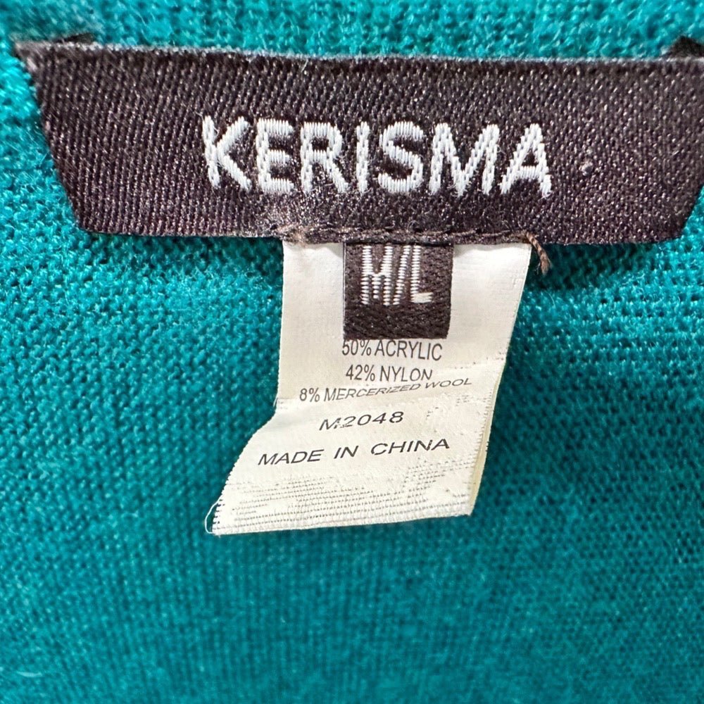 Kerisma Raven short sleeve stretchy v-neck sweater SIZE M/L | Finer Things Resale