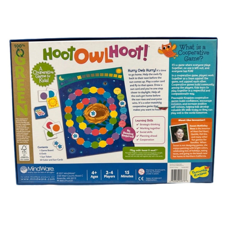 Hoot Owl Hoot Board Game MindWare Ages 4+ | Finer Things Resale