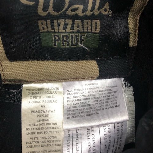 Walls Blizzard Pruf camouflage print hooded coat SIZE XS 4/5 | Finer Things Resale