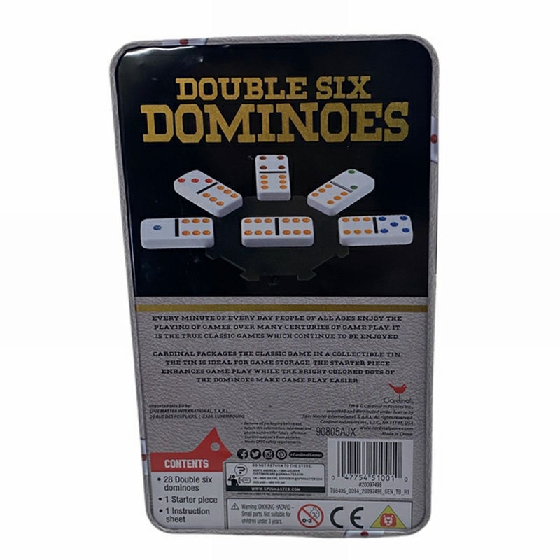 Cardinal Double Six Dominoes 28 color dot dominoes game with tin