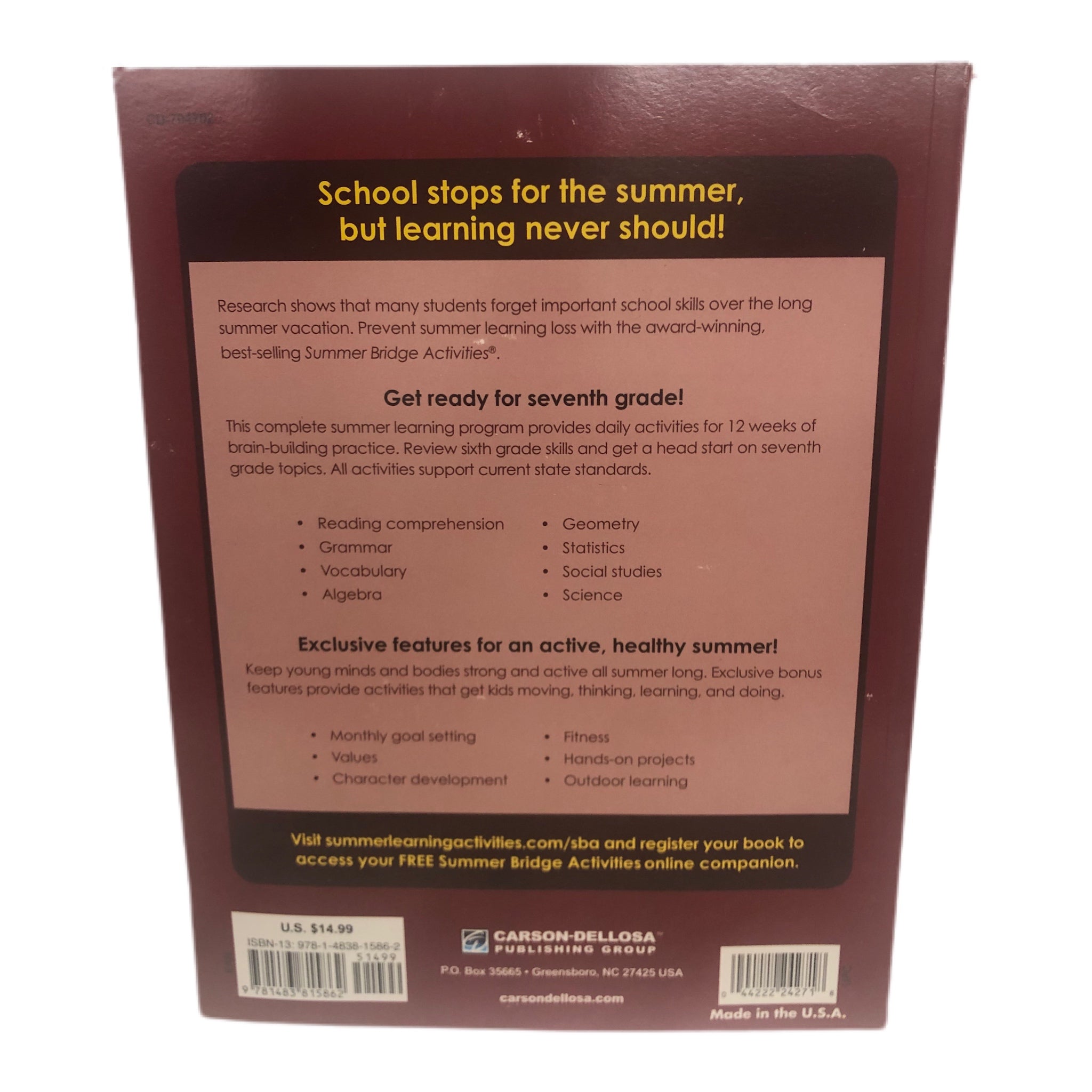 Carson-Dellosa Education Summer Bridge Activities Grades 6-7 BRAND NEW! | Finer Things Resale