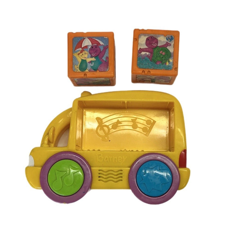 Mattel Barney Purple Dinosaur Musical Talking School Bus Block Toys VINTAGE! | Finer Things Resale