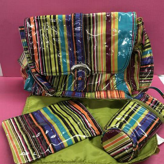 Kalencom laminated messenger diaper bag | Finer Things Resale