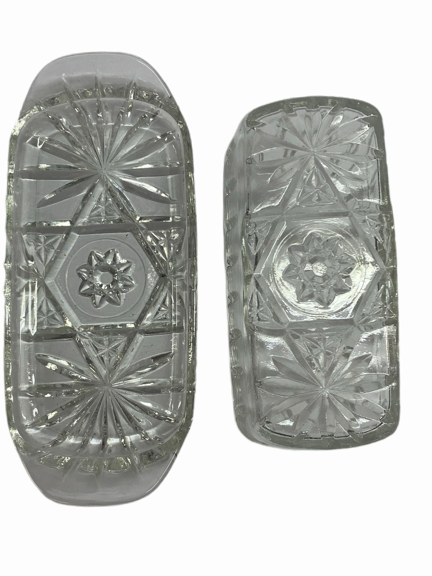 Anchor Hocking American Prescut Star of David glass butter dish | Finer Things Resale