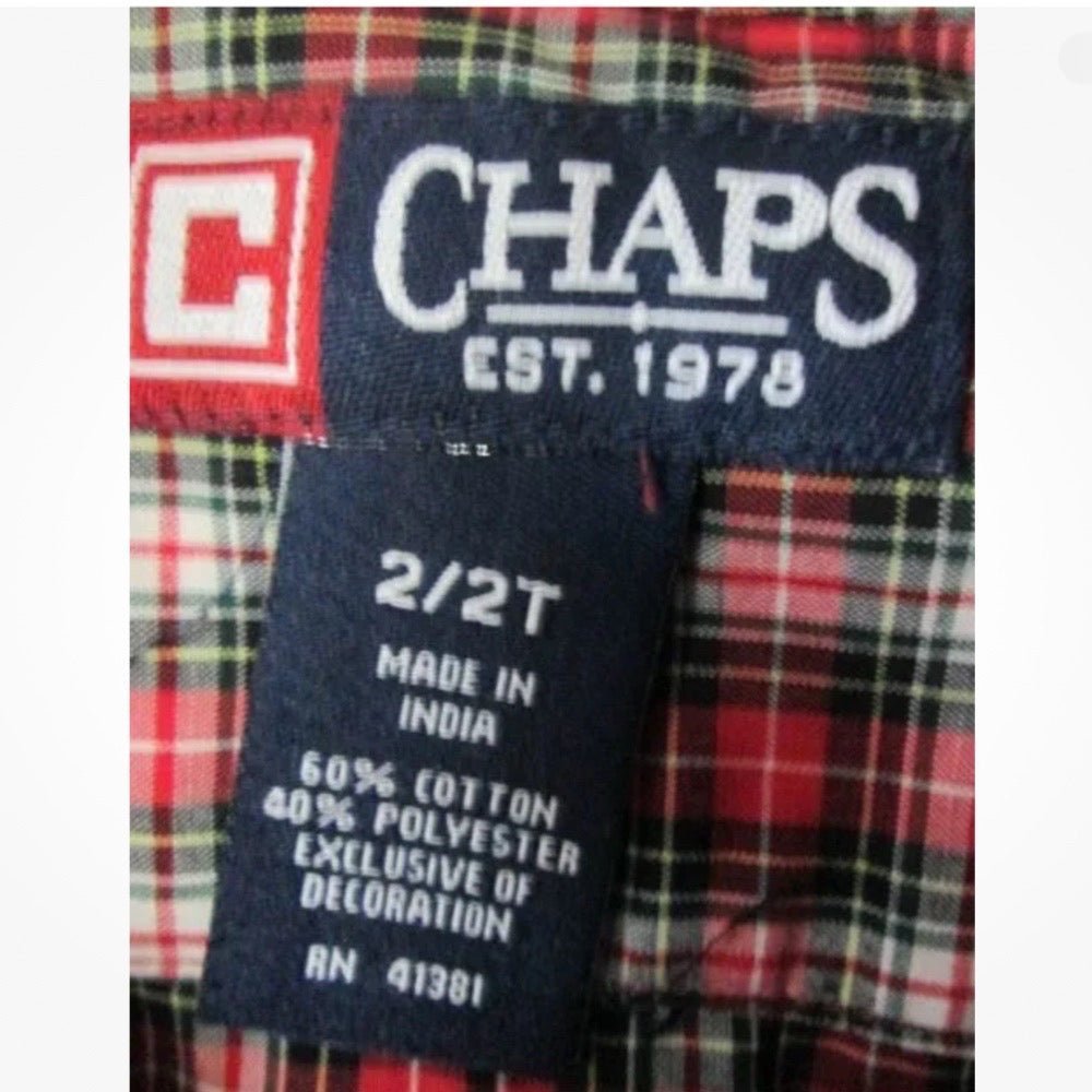 Chaps long sleeve plaid button down collar dress shirt SIZE 2/2T | Finer Things Resale