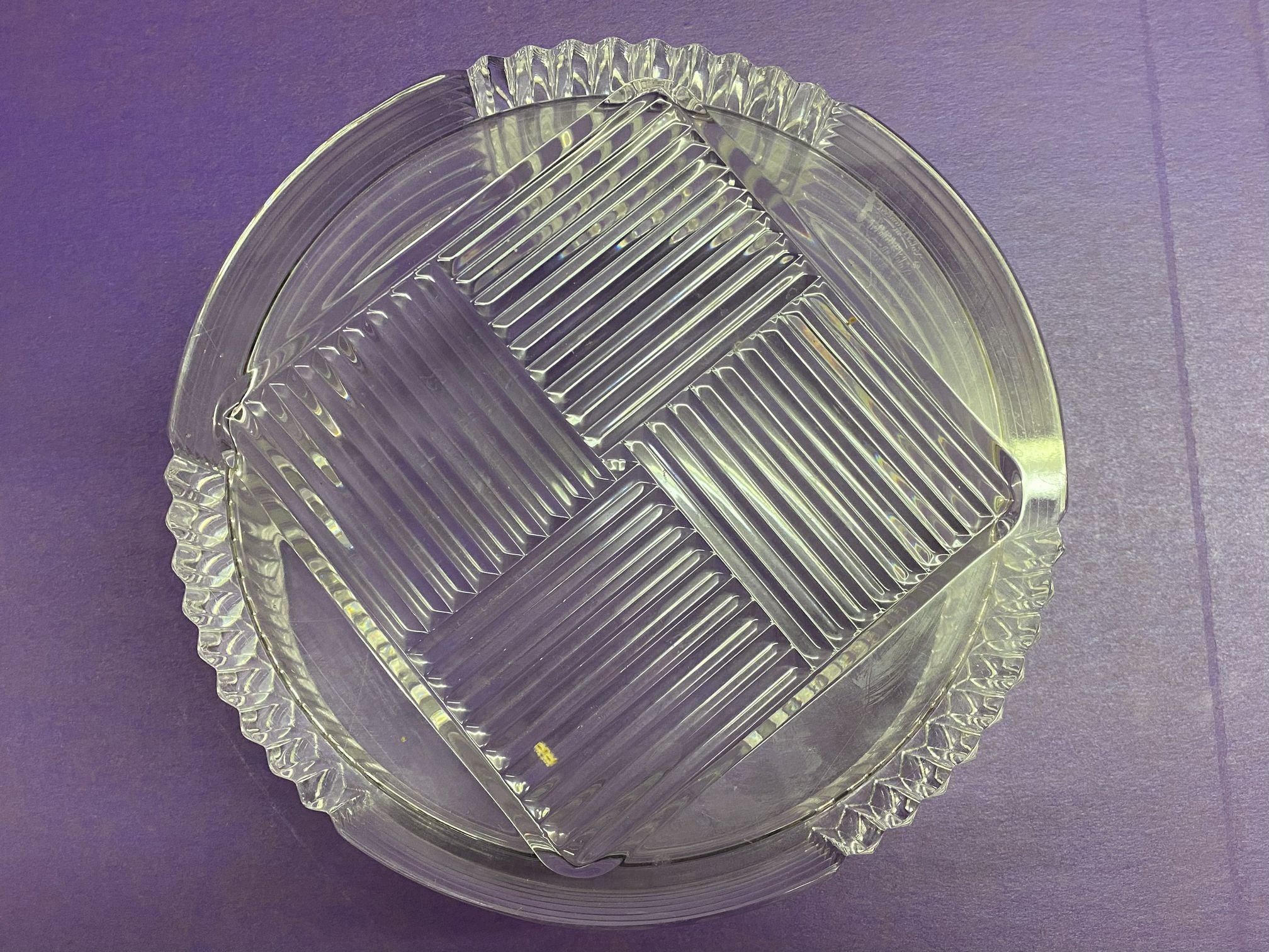 Vintage Val Saint Lambert Laslo Metropolis 9" round crystal bowl | Finer Things Resale