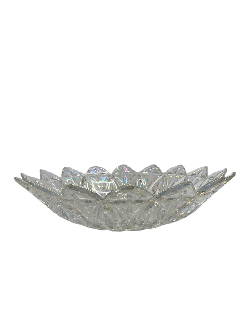 Federal Iridescent Petal Pattern 10" vintage flower art glass bowl | Finer Things Resale
