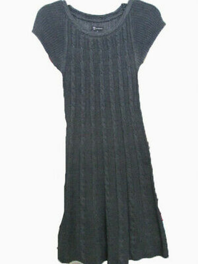 grey short sleeve sweater dress Turtleneck Short Sleeve Sweater Dress
