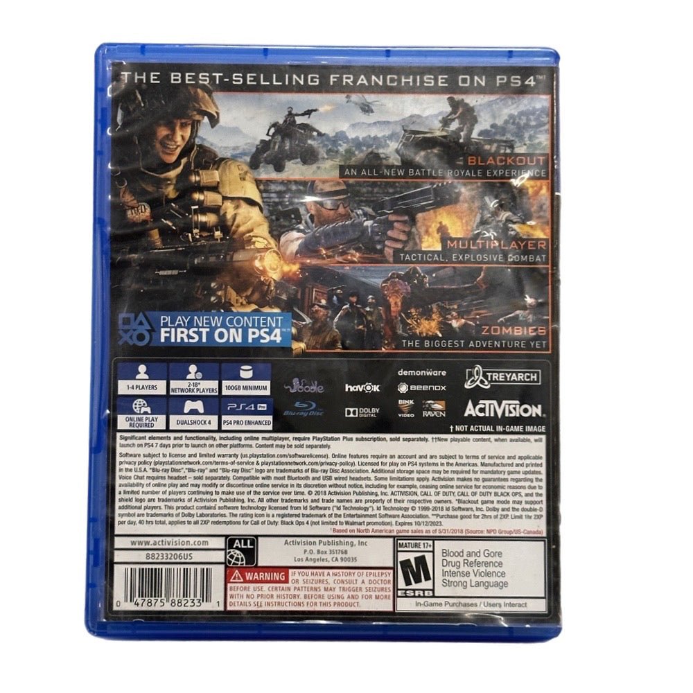 Call of Duty Black Ops Playstation 4 PS4 video game 2018  M 17+ | Finer Things Resale