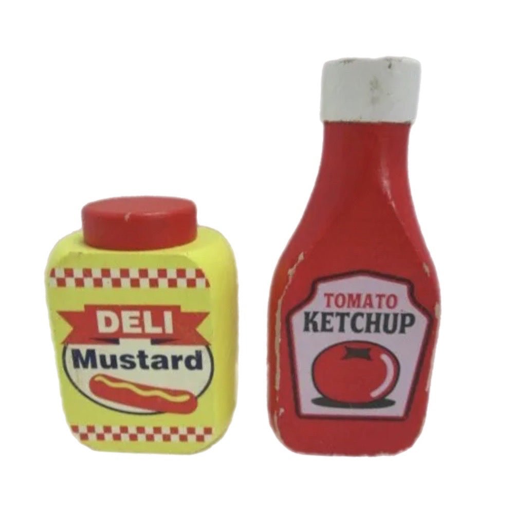 Melissa & Doug Pantry Products Deli Mustard & Tomato Ketchup wooden replacement | Finer Things Resale