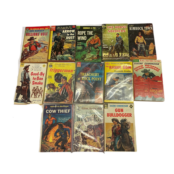 Vintage 1950's Lot of 13 Western Cowboy books Dell MacDonald Foreman Sinclair | Finer Things Resale