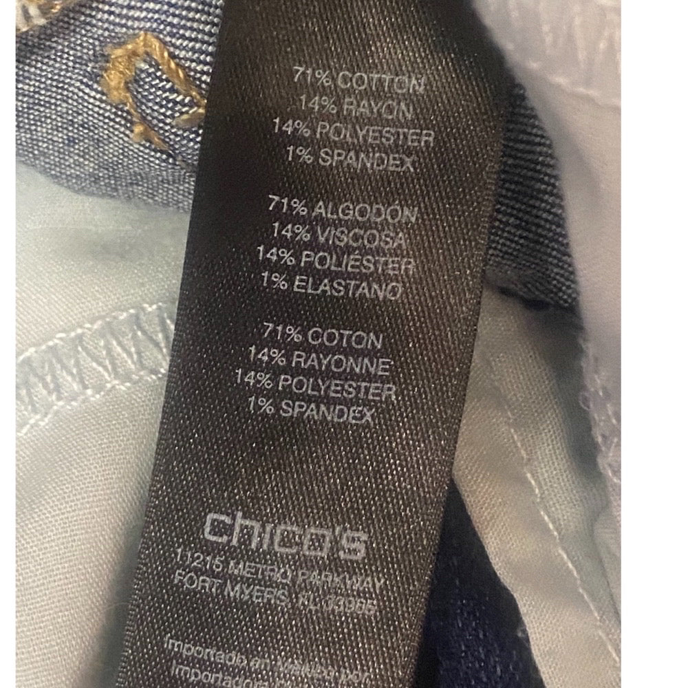 Chico's So Lifting The Slimming Collection denim cropi pants SIZE L (Chico's 2) | Finer Things Resale