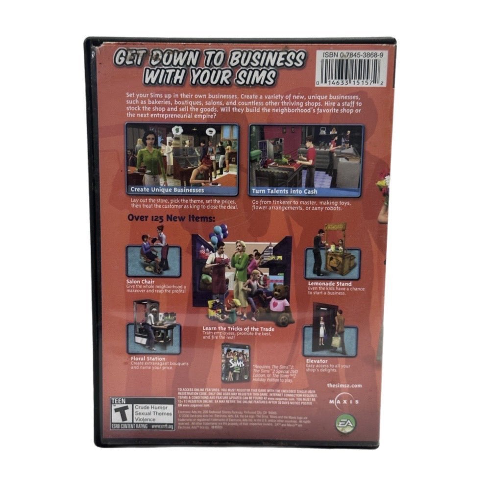 The Sims 2 Open for Business Expansion Pack PC game Rate T 2006 | Finer Things Resale