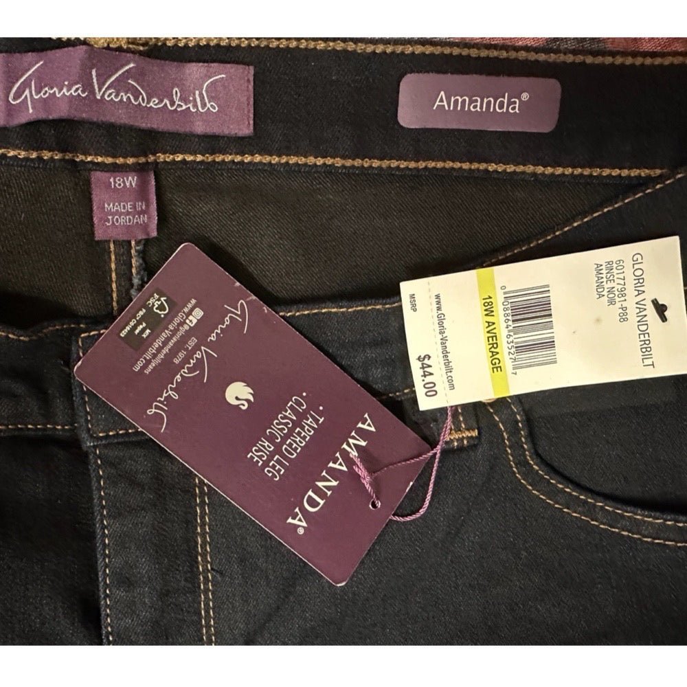 Gloria Vanderbilt Amanda Swam Series tapered leg classic rise jeans SIZE 18W NWT | Finer Things Resale
