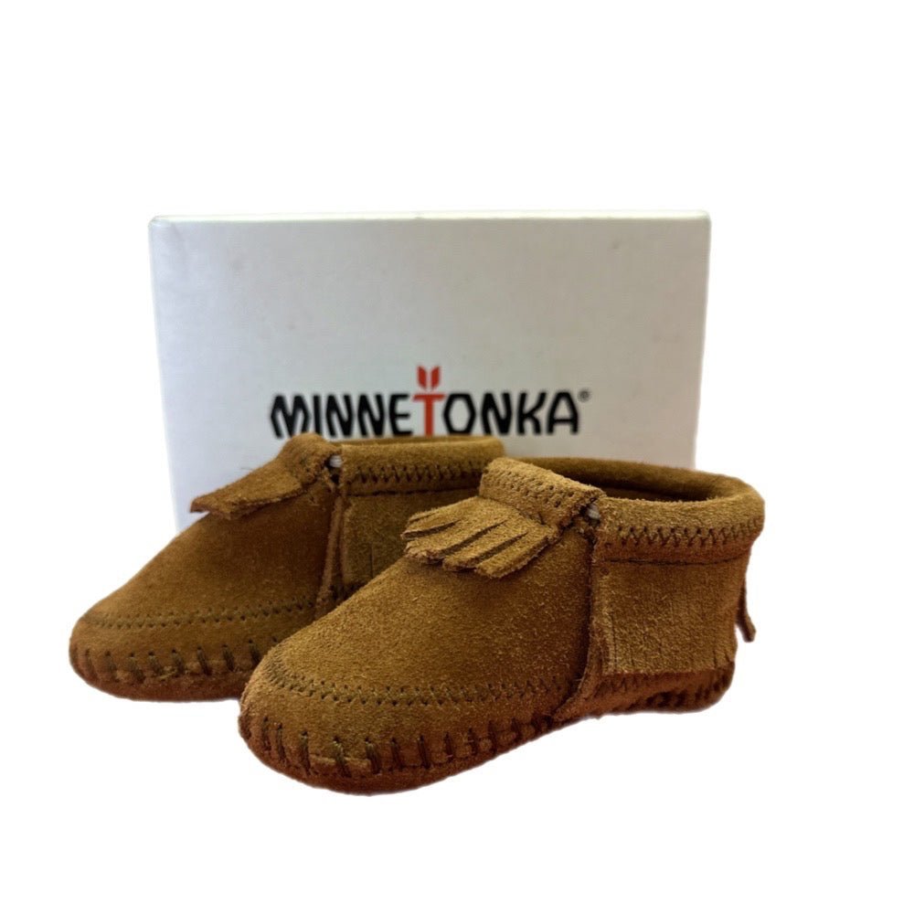 Minnetonka Riley Leather Booties Boots Shoes INFANT SIZE 2 | Finer Things Resale
