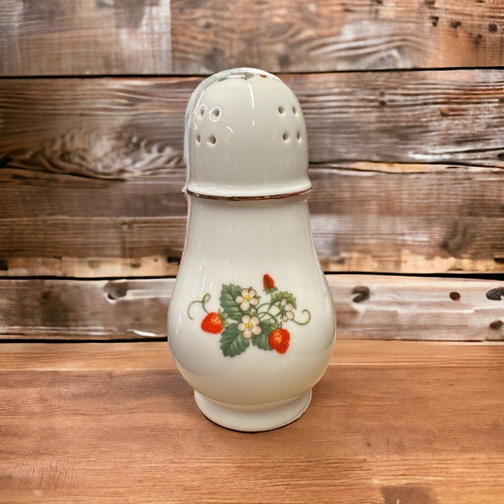 Avon Porcelain 22K Gold Trim Strawberry Sugar Shaker VINTAGE 1978 | Finer Things Resale