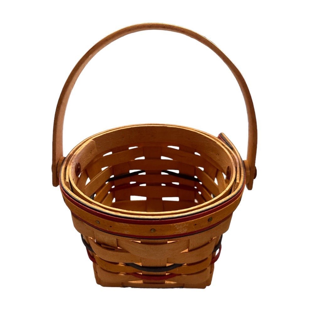 Longaberger Baskets round handwoven basket with swing handle 1996 VINTAGE | Finer Things Resale