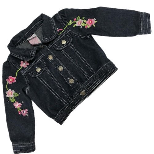 Girls Embellished Denim Jacket Floral Bouquet 