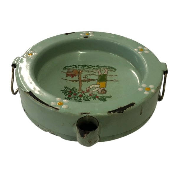 Germany D.R.G.M.  Enamelware Graniteware childs warming dish plate R.G.K. N.Y. | Finer Things Resale