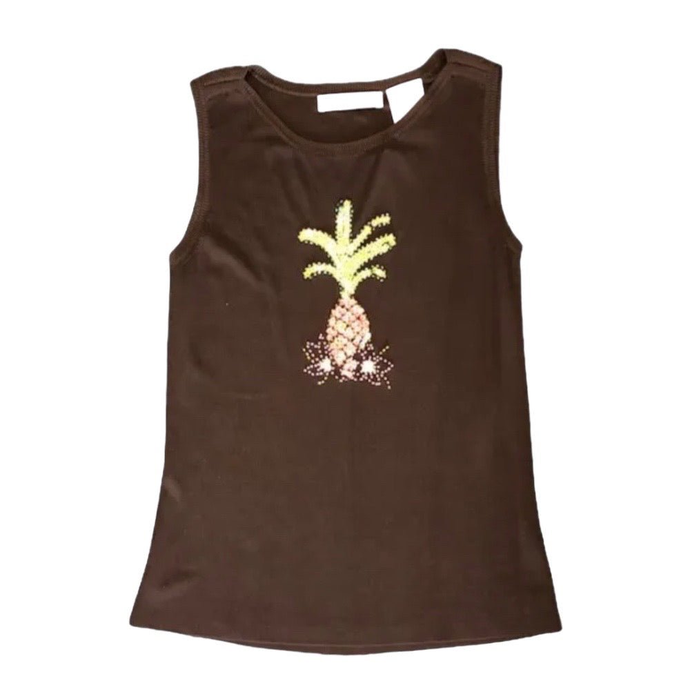 Lucia Burns pineapple bling sleeveless sweater SIZE LARGE | Finer Things Resale