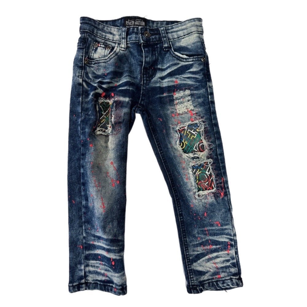 Parish Nation distressed paint jeans