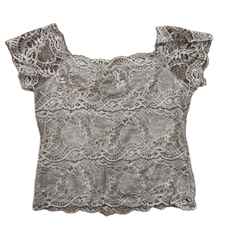 Boston Proper short sleeve lace blouse top shirt SIZE LARGE | Finer Things Resale