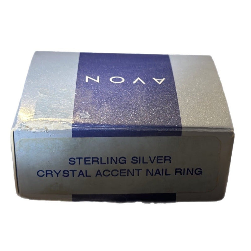 Avon Sterling Silver Crystal Accent Nail Ring NEW! 2001 Vintage stock | Finer Things Resale