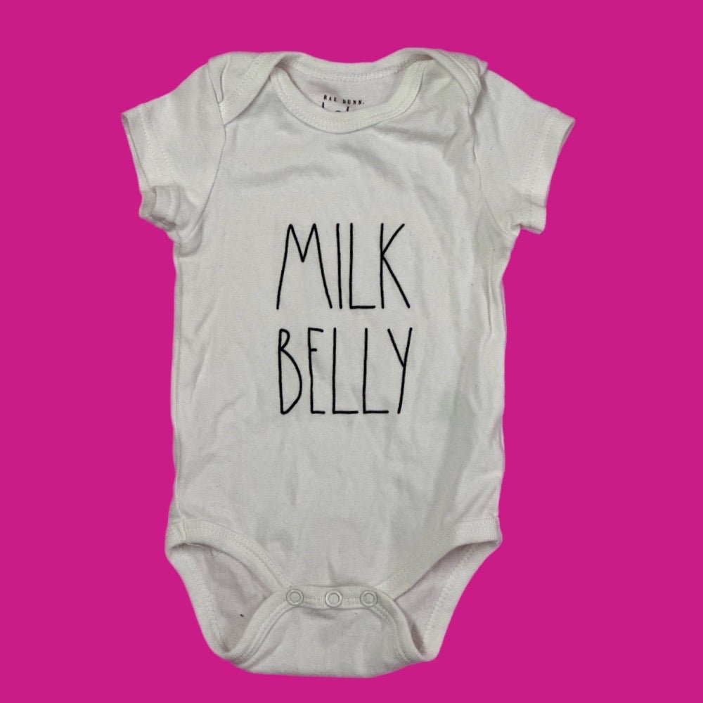 Rae Dunn "Milk Belly" short sleeve romper one piece outfit SIZE 3-6 MONTHS | Finer Things Resale