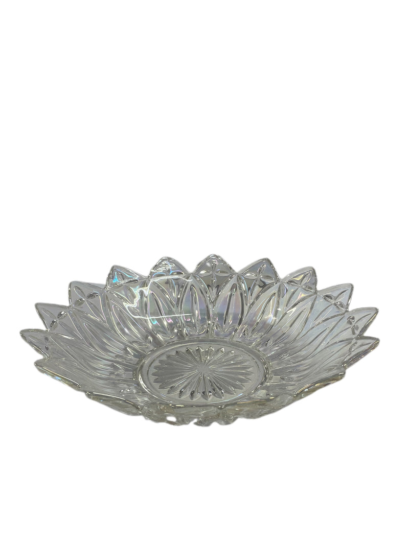 Federal Iridescent Petal Pattern 10" vintage flower art glass bowl | Finer Things Resale