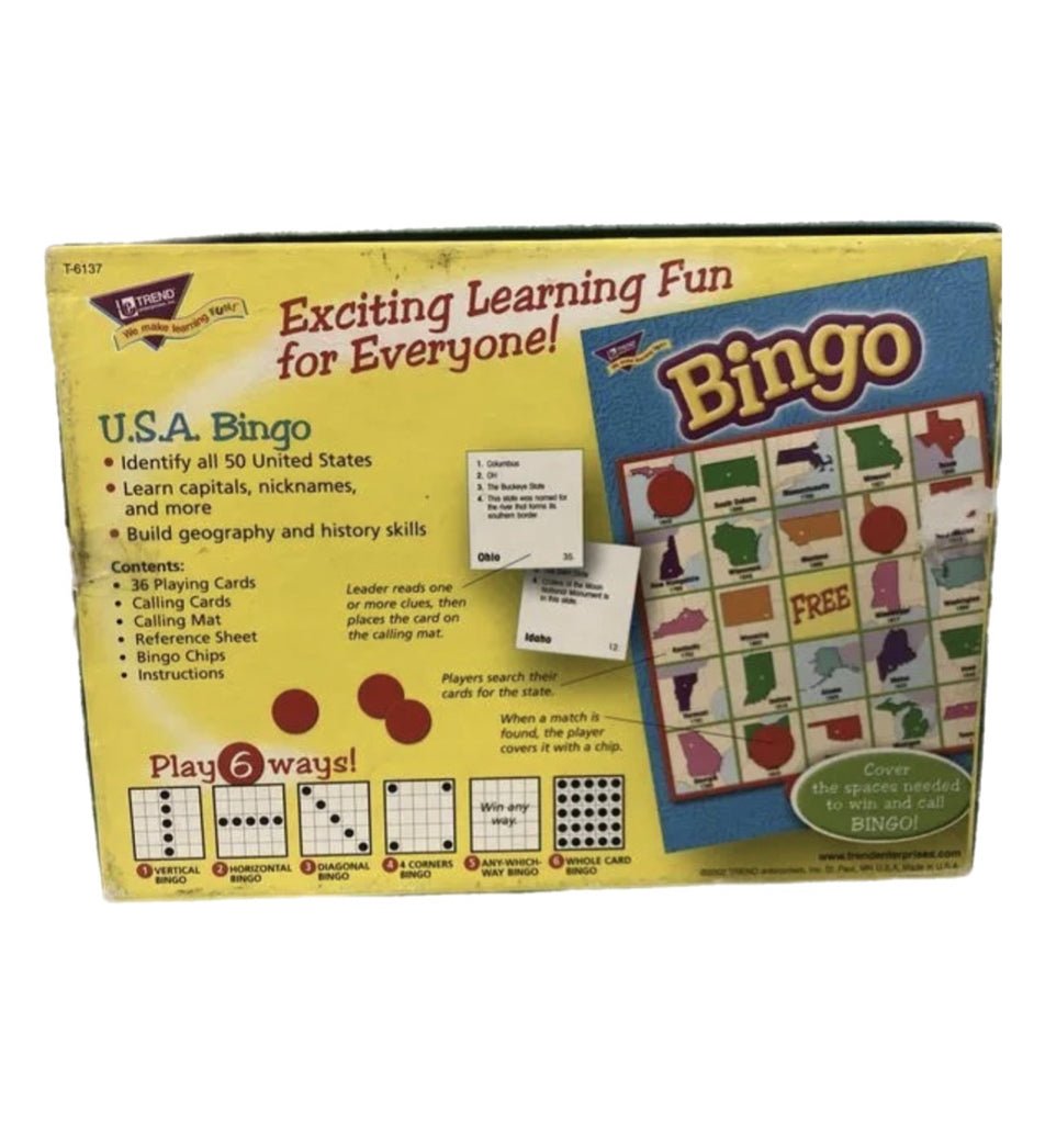 USA Bingo game Learn state capitals, nicknames. + more HOMESCHOOL | Finer Things Resale