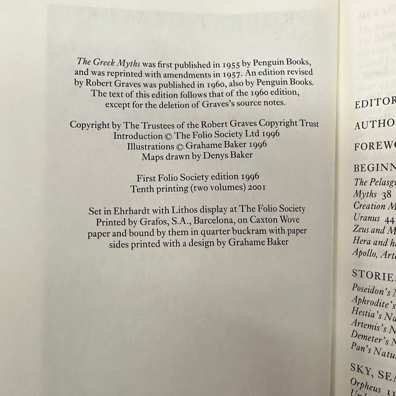 The Greek Myths 2 Volume set by Robert Graves HARDBACK with slip case 2001 | Finer Things Resale