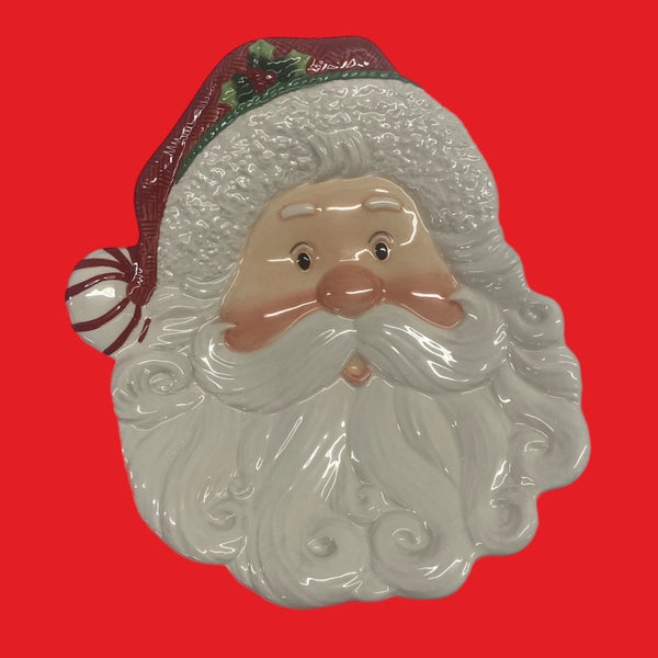 Fitz & Floyd Peppermint Santa Claus Canape Plate Tray 2008 | Finer Things Resale