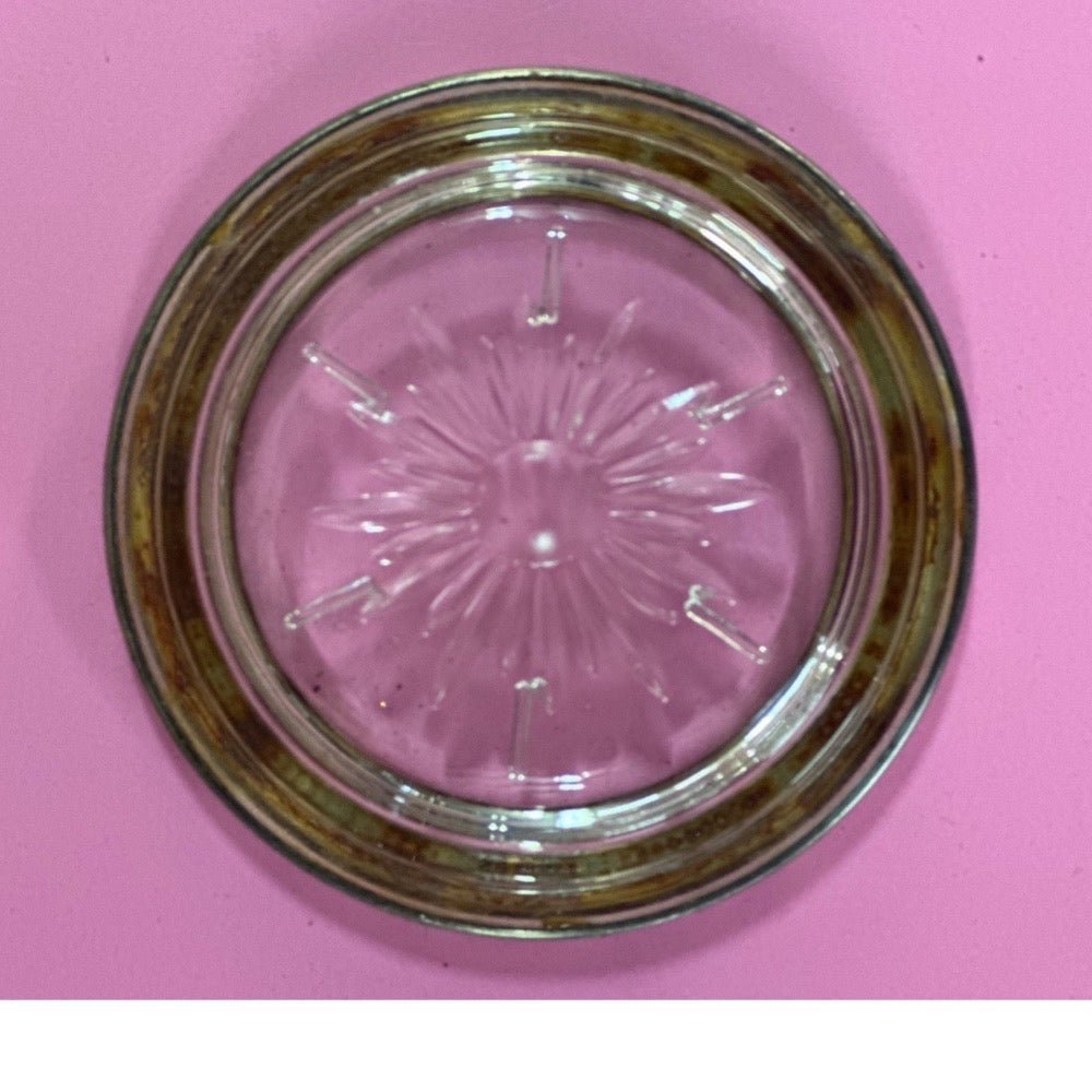 Leonard Silverplate & Glass Sunburst Coaster 1970's VINTAGE | Finer Things Resale
