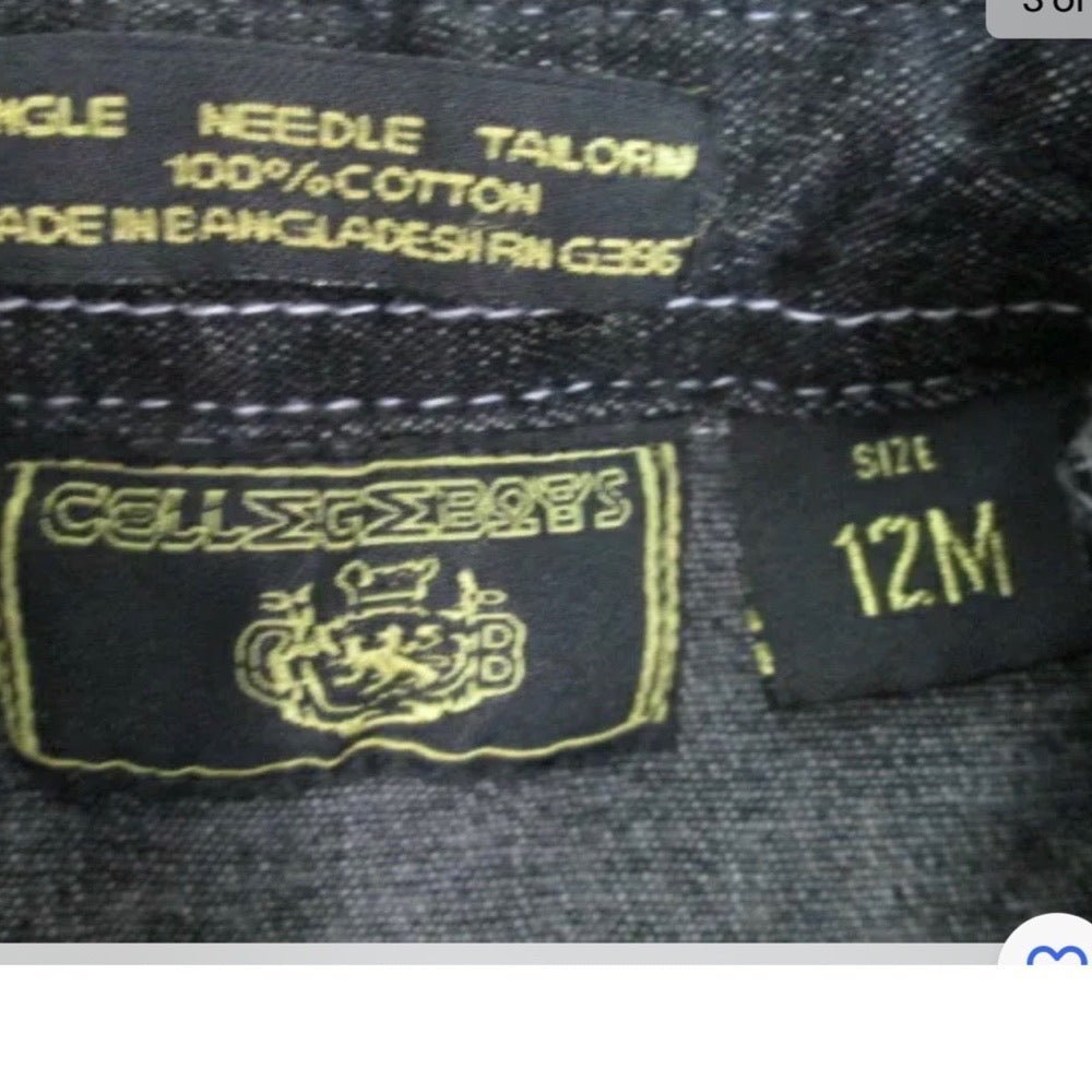 College Boys long sleeve denim shirt SIZE 12 MTH NEW! | Finer Things Resale