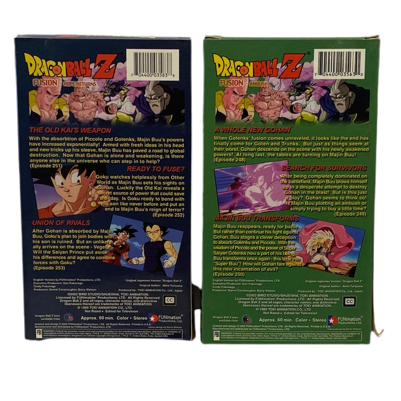 Dragon Ball Z Kid Buu Sayan Prince Fusion Ambush Fusion Hope Returns 3pc VHS lot | Finer Things Resale