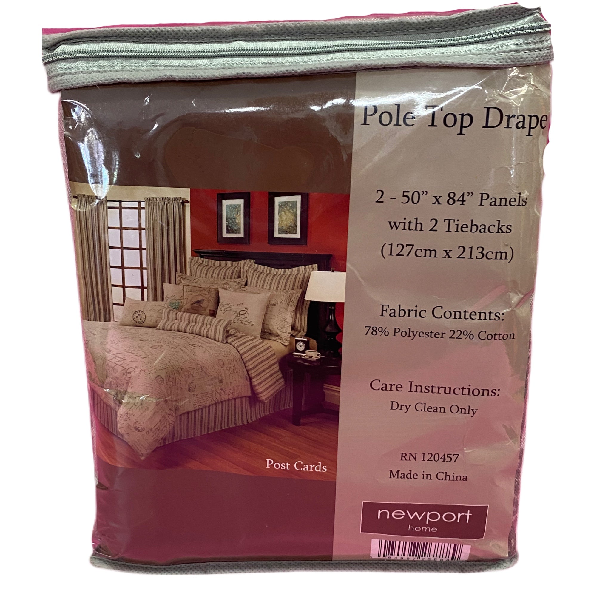 Newport Home Post Cards Pole Top Drapes 2 (50x84) with tiebacks BRAND NEW! | Finer Things Resale