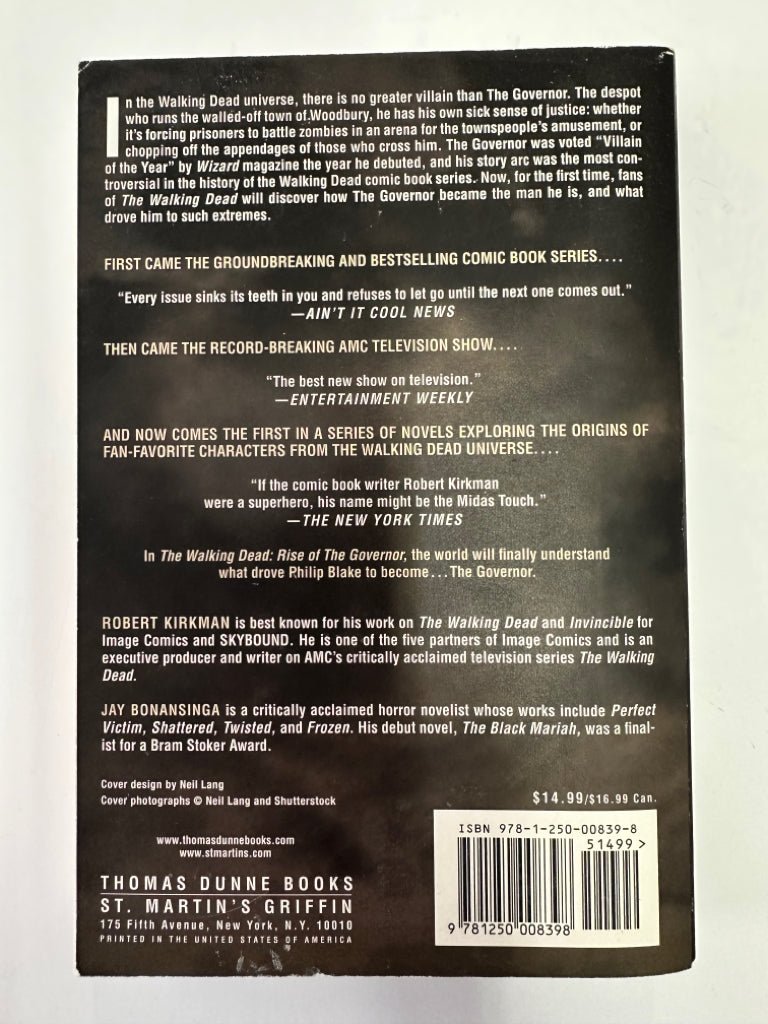 Rise of the Governor The Walking Dead Robert Kirkman Jan Bonansinga Paperback | Finer Things Resale