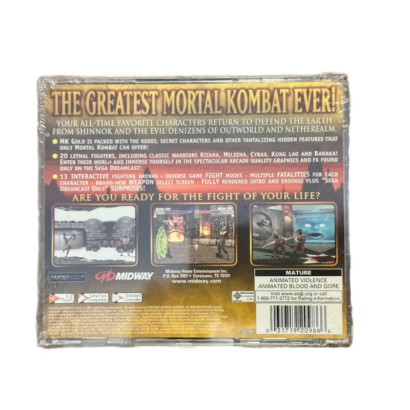 Sega Dreamcast Mortal Combat Gold Midway 1999 NEW! FACTORY SEALED! | Finer Things Resale