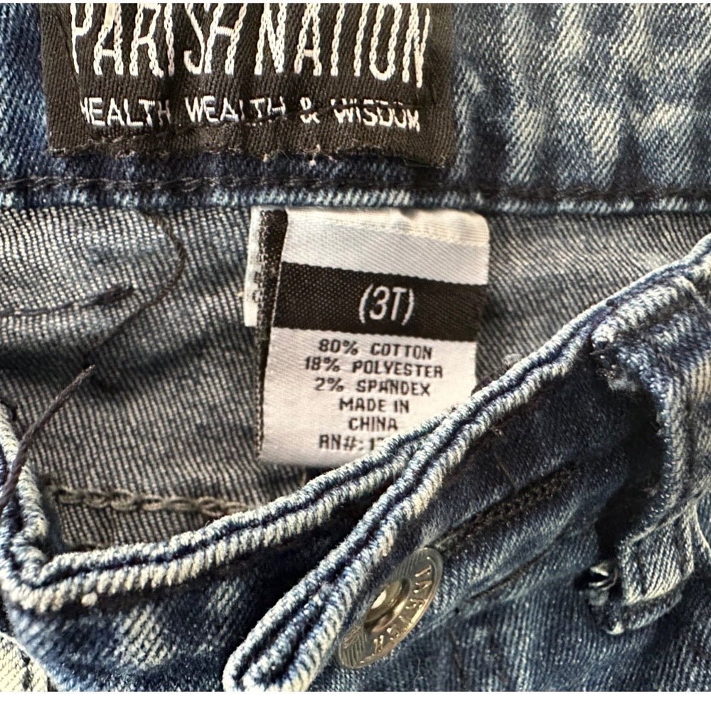 Parish Nation distressed paint retro jeans SIZE 3T | Finer Things Resale