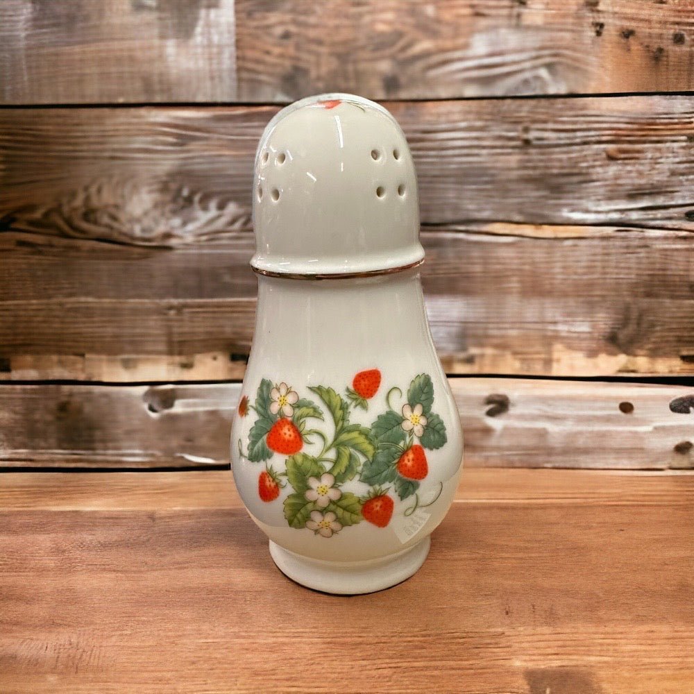 Avon Porcelain 22K Gold Trim Strawberry Sugar Shaker VINTAGE 1978 | Finer Things Resale
