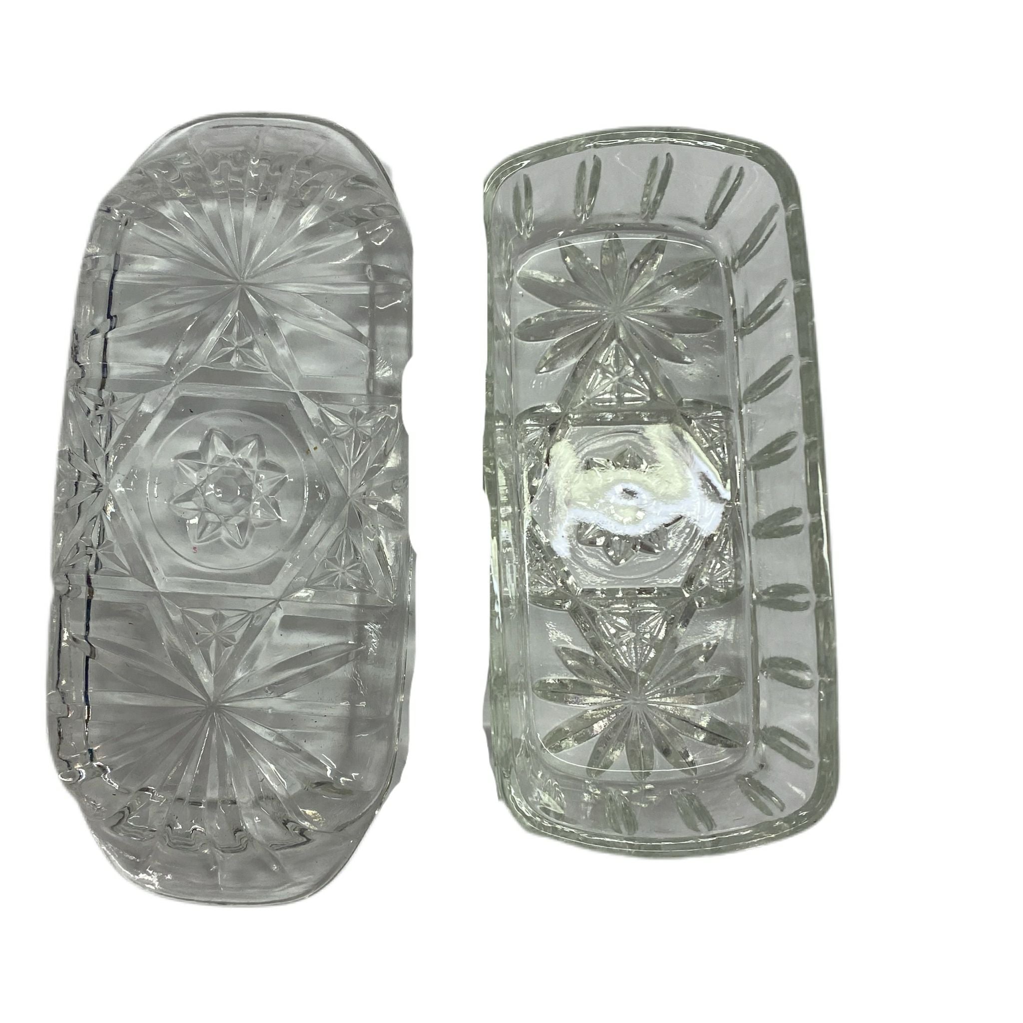Anchor Hocking American Prescut Star of David glass butter dish | Finer Things Resale