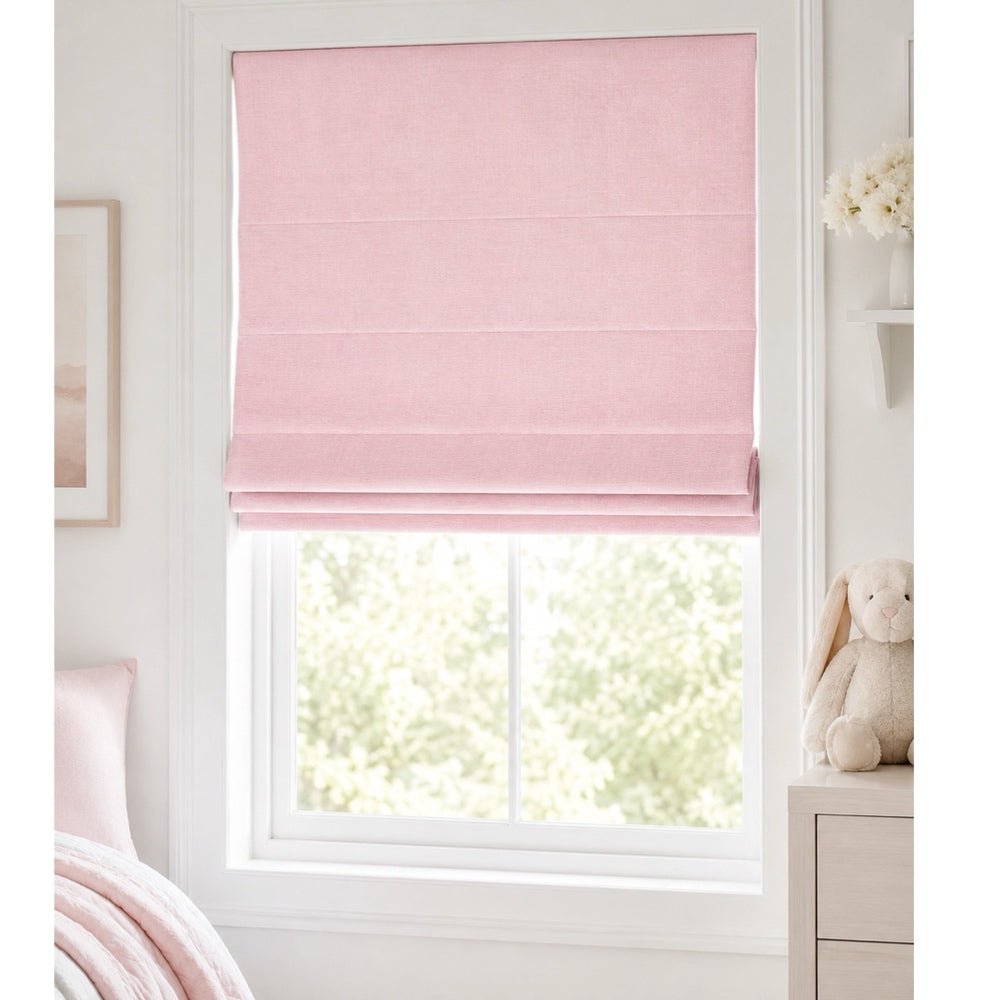 Pottery Barn Kids Linen Cordless Blackout Roman Shade Blush Pink 32x64 BRAND NEW | Finer Things Resale