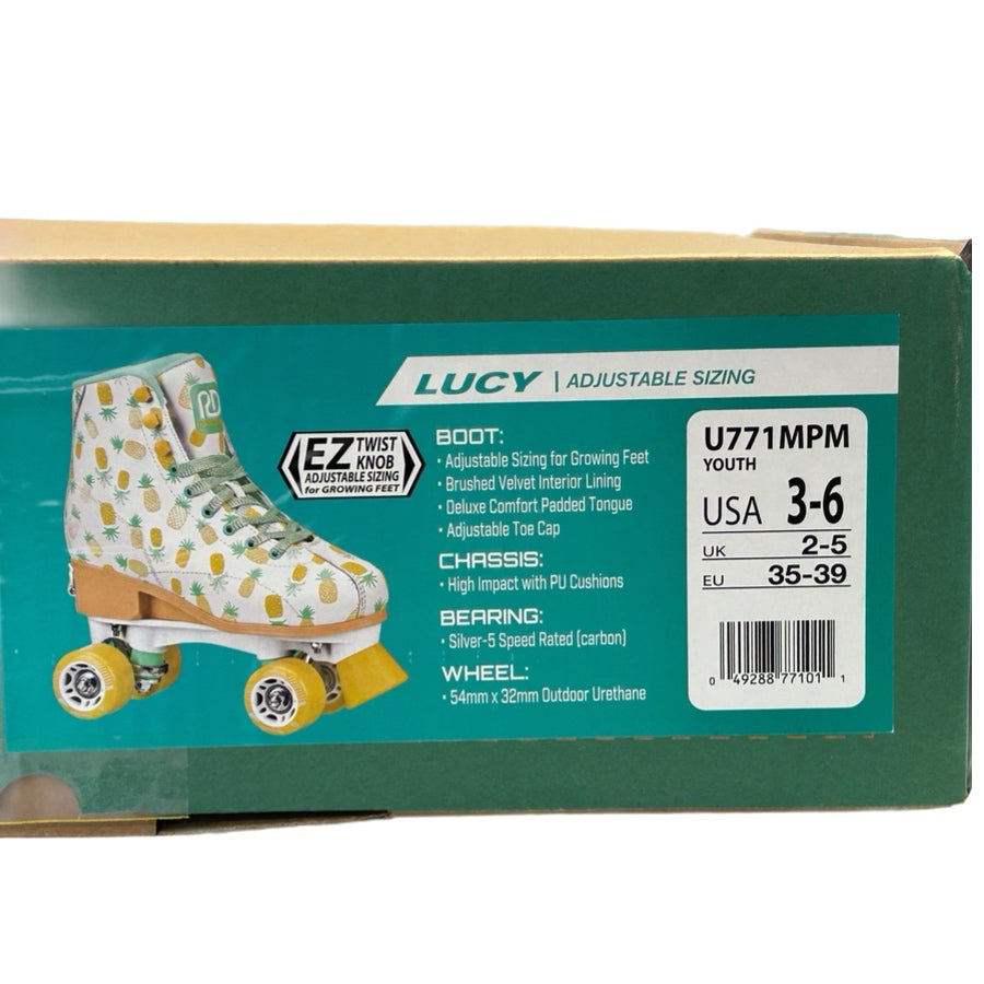 Roller Derby Candi GRL Lucy Roller Skates Adustable Youth 3-6 Pineapple NEW !