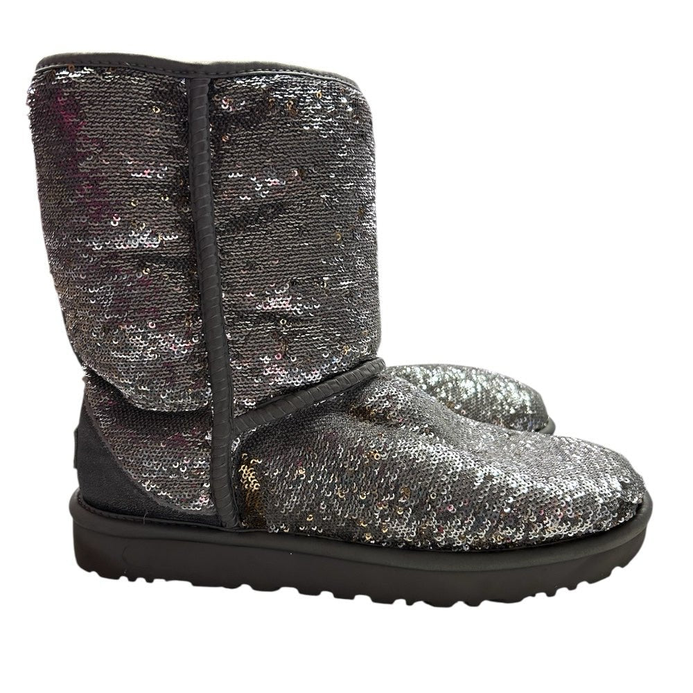 UGG Classic Short Cosmos Sequin Boots Silver Gold SIZE 9 | Finer Things Resale
